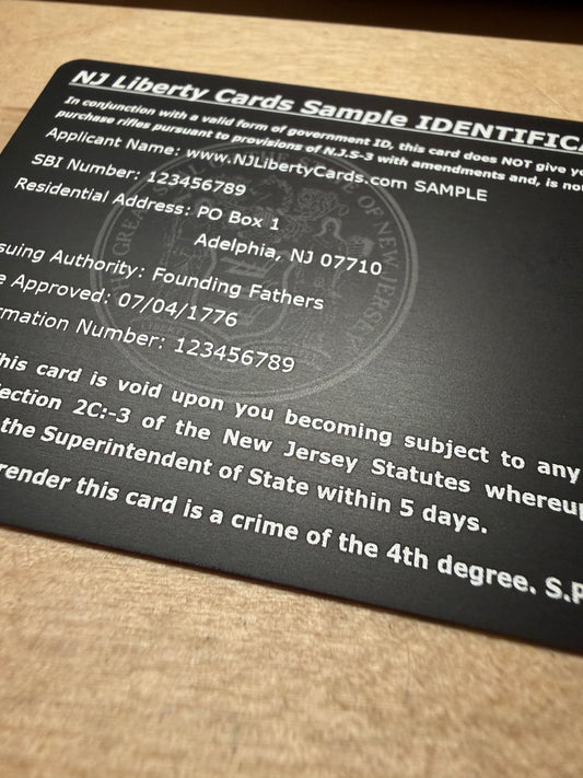 METAL FID Card (only available for firearms ID cards WITHOUT photos)