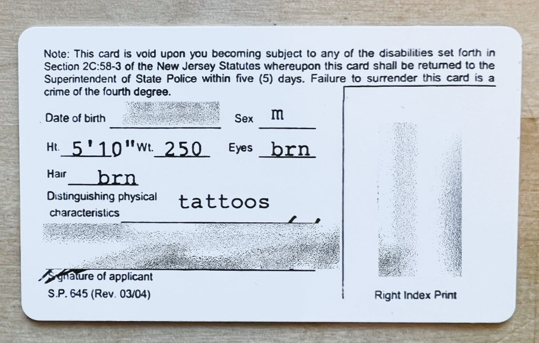 NJ Firearms ID Card (FID / e-FID)