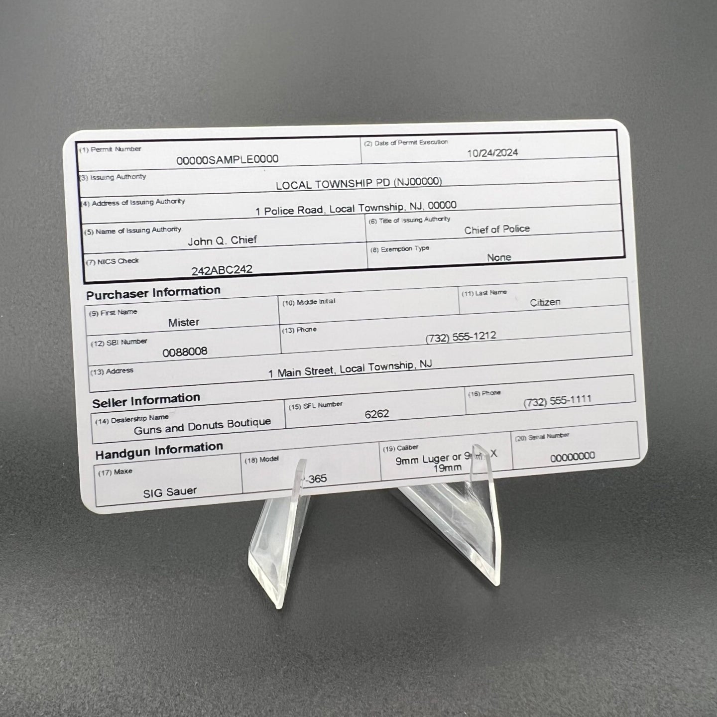 NJ Pistol Purchase Permit Registration