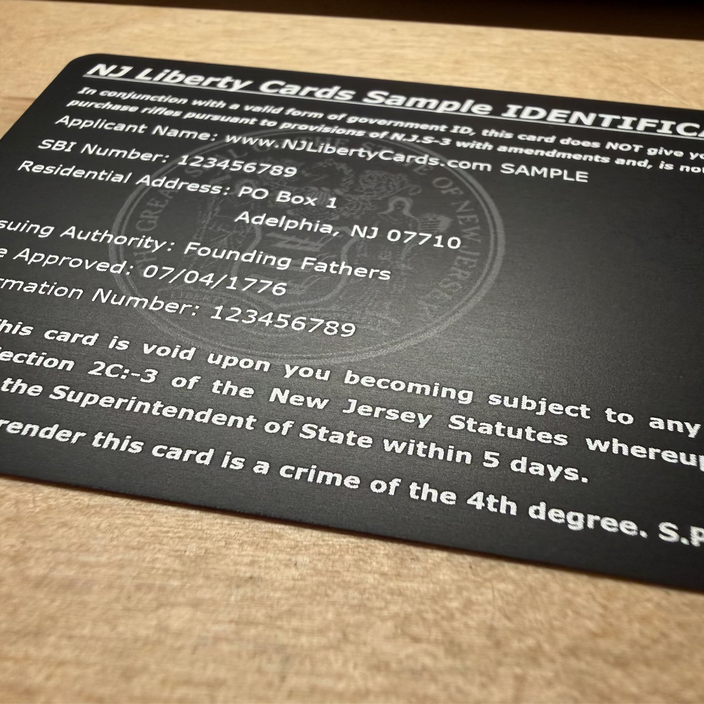 METAL Cards (only available for ID cards WITHOUT photos)