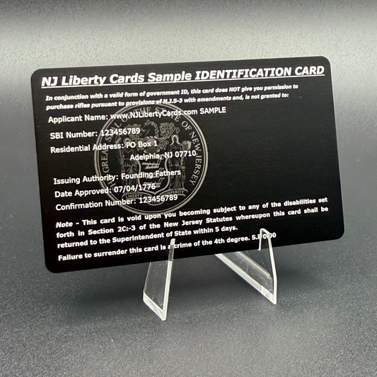 NJ Firearms ID Card - Plastic or Metal