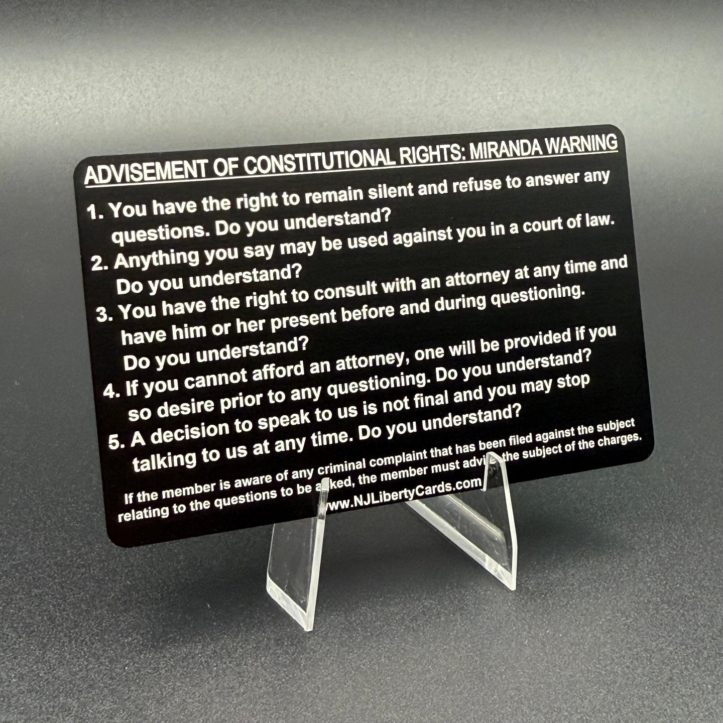 Miranda Warning Cards