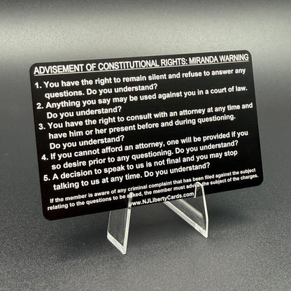 Miranda Warning Cards