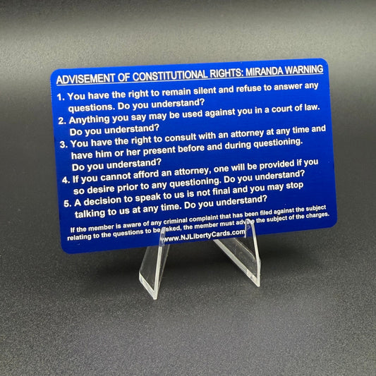 Miranda Warning Cards