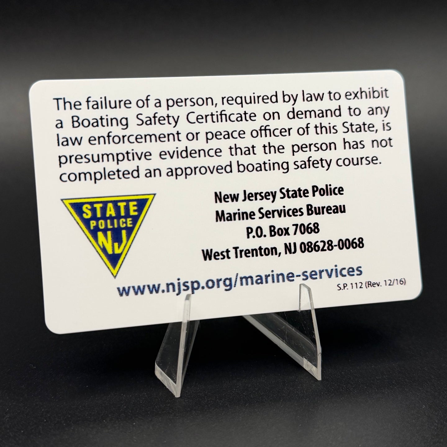 NJ Boating Safety Certificate