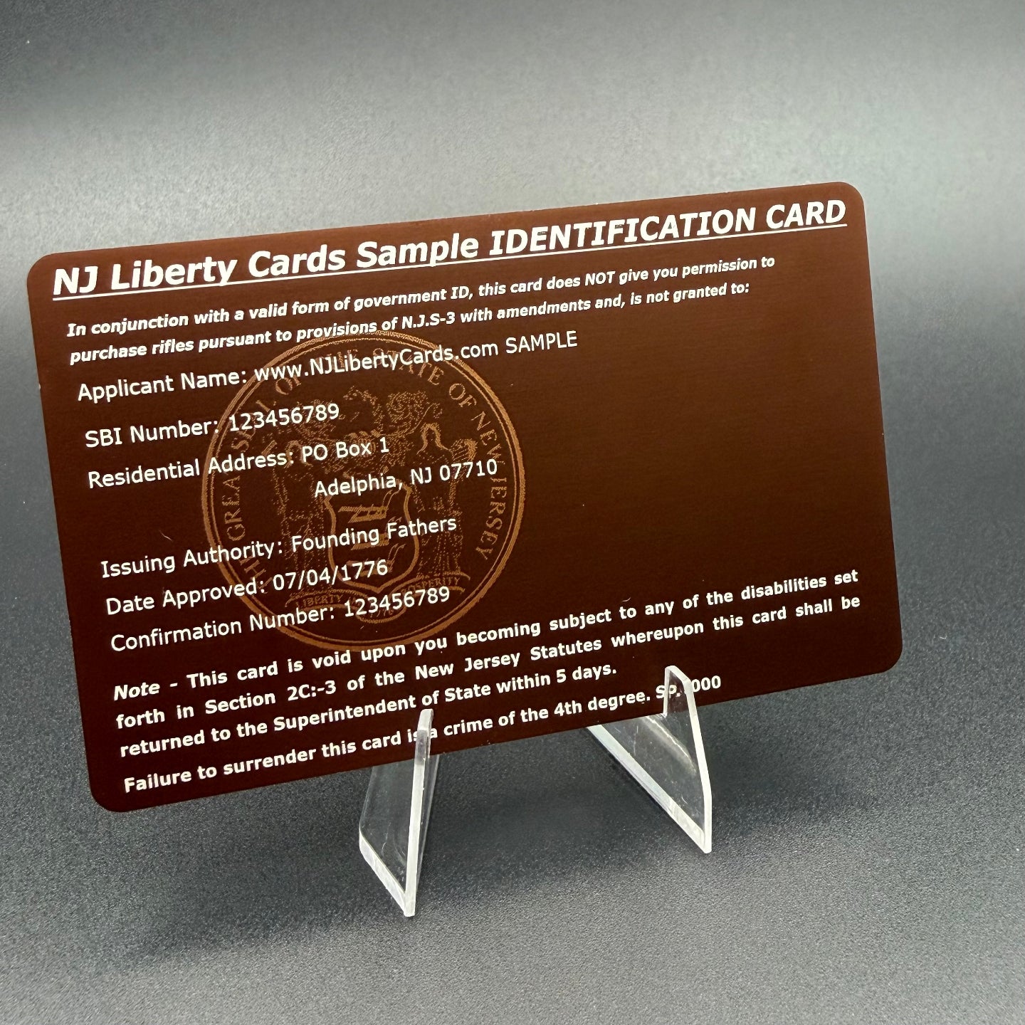 METAL Cards (only available for ID cards WITHOUT photos)