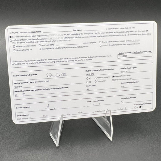 NJ DOT CDL Medical Certificate