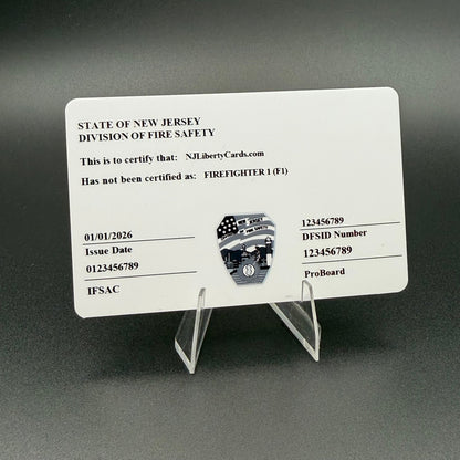 NJ Firefighter (FF1) certification cards - plastic or metal