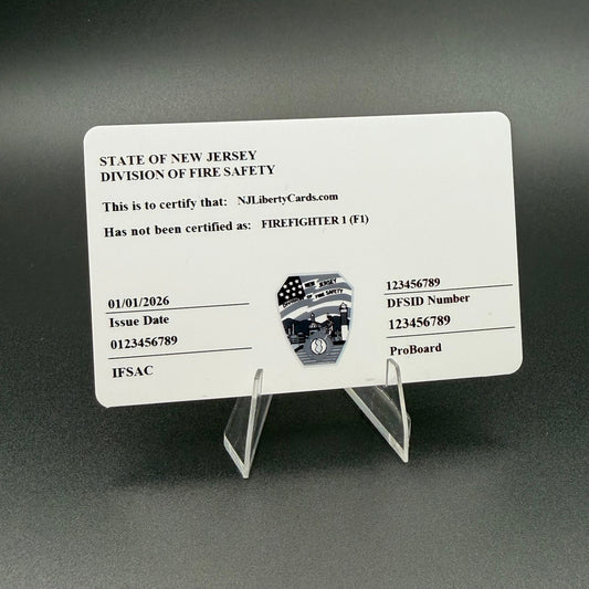 NJ Firefighter (FF1) certification cards - plastic or metal