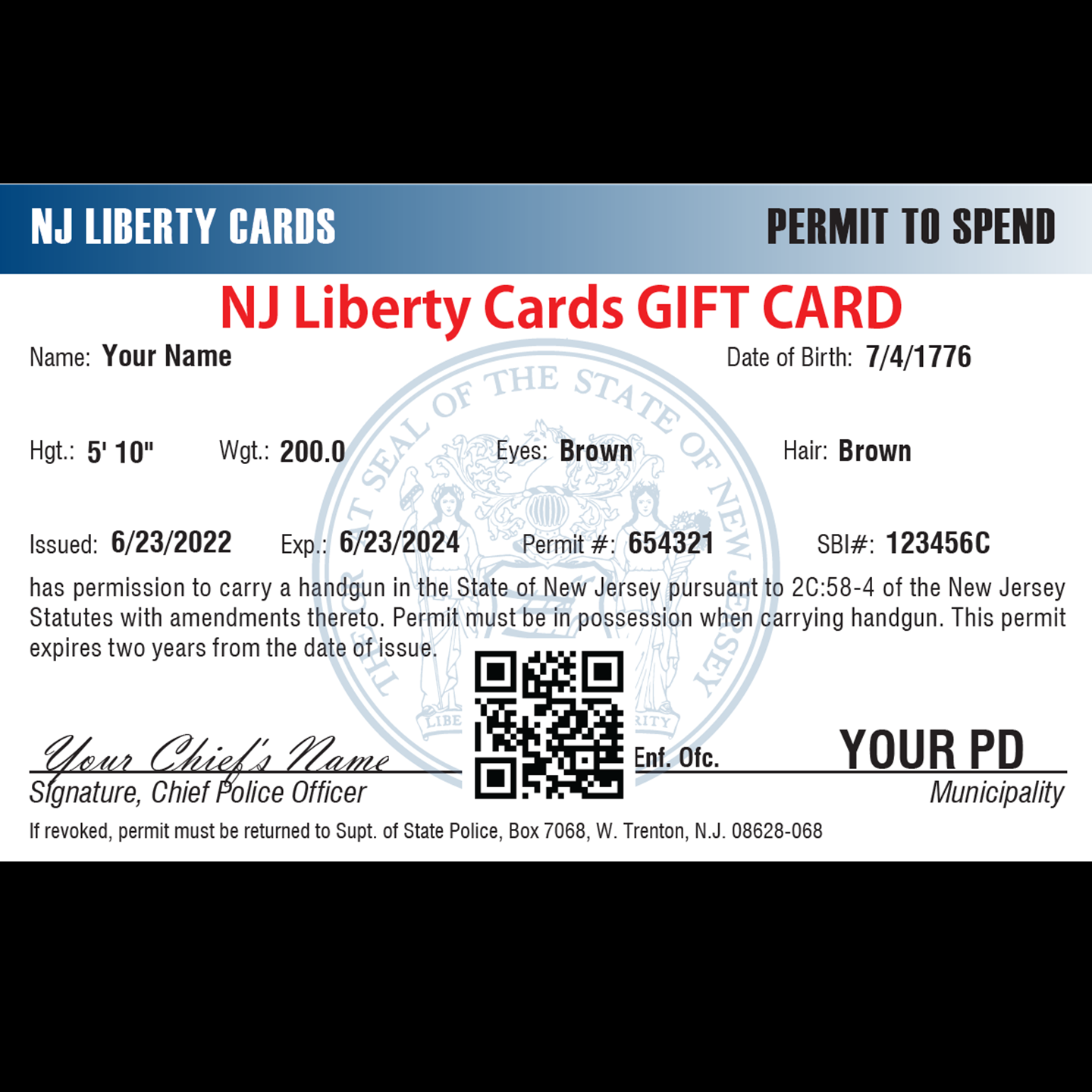 NJ Liberty Cards GIFT CARD