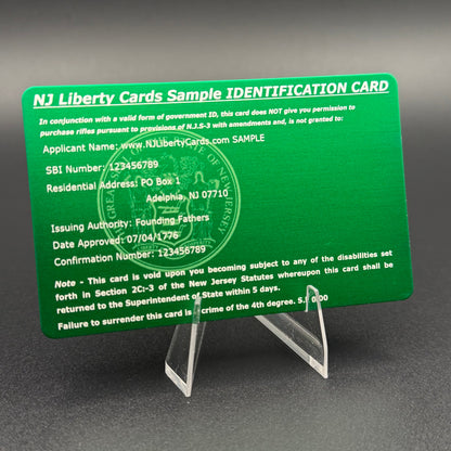 NJ Firearms ID Card - Plastic or Metal