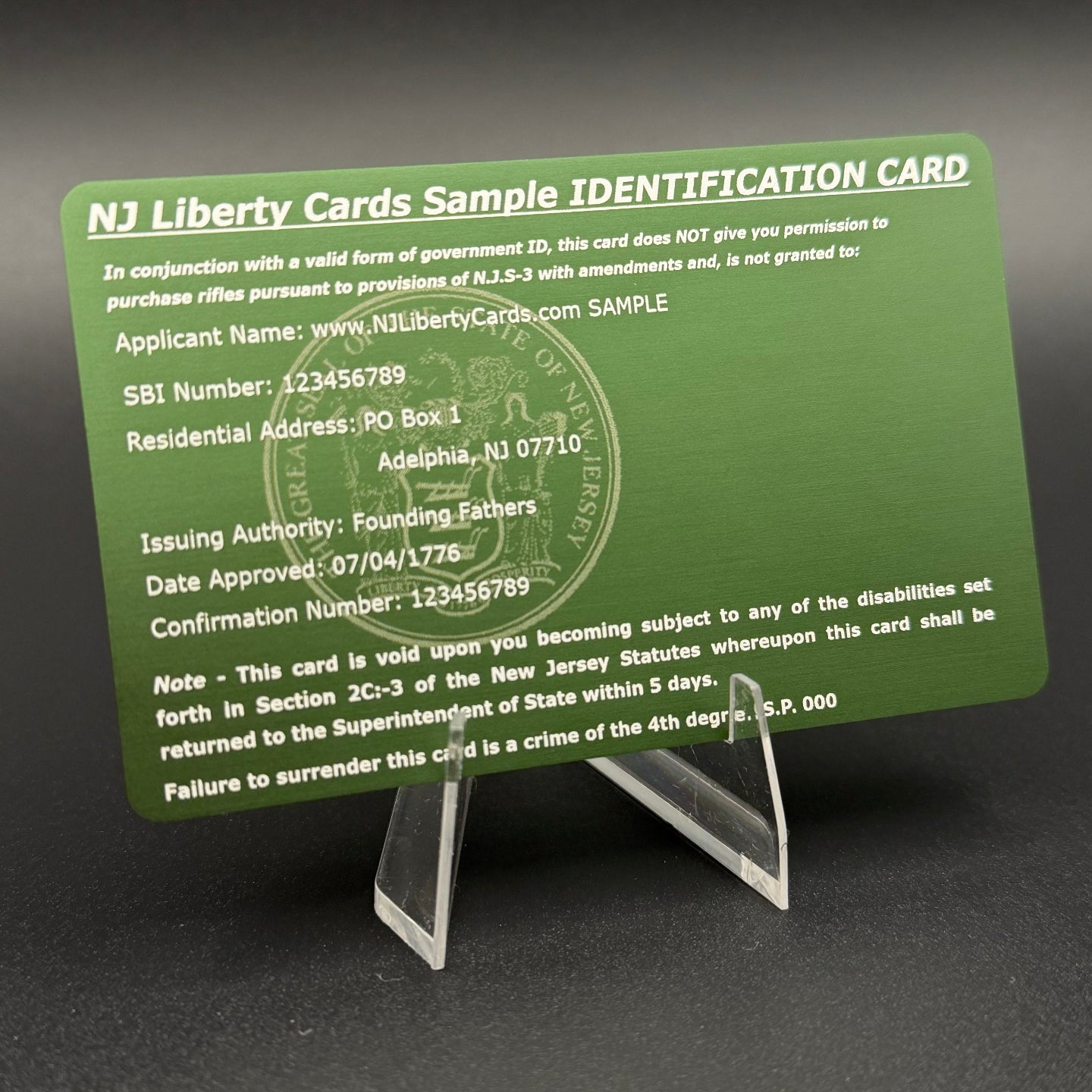METAL Cards (only available for ID cards WITHOUT photos)
