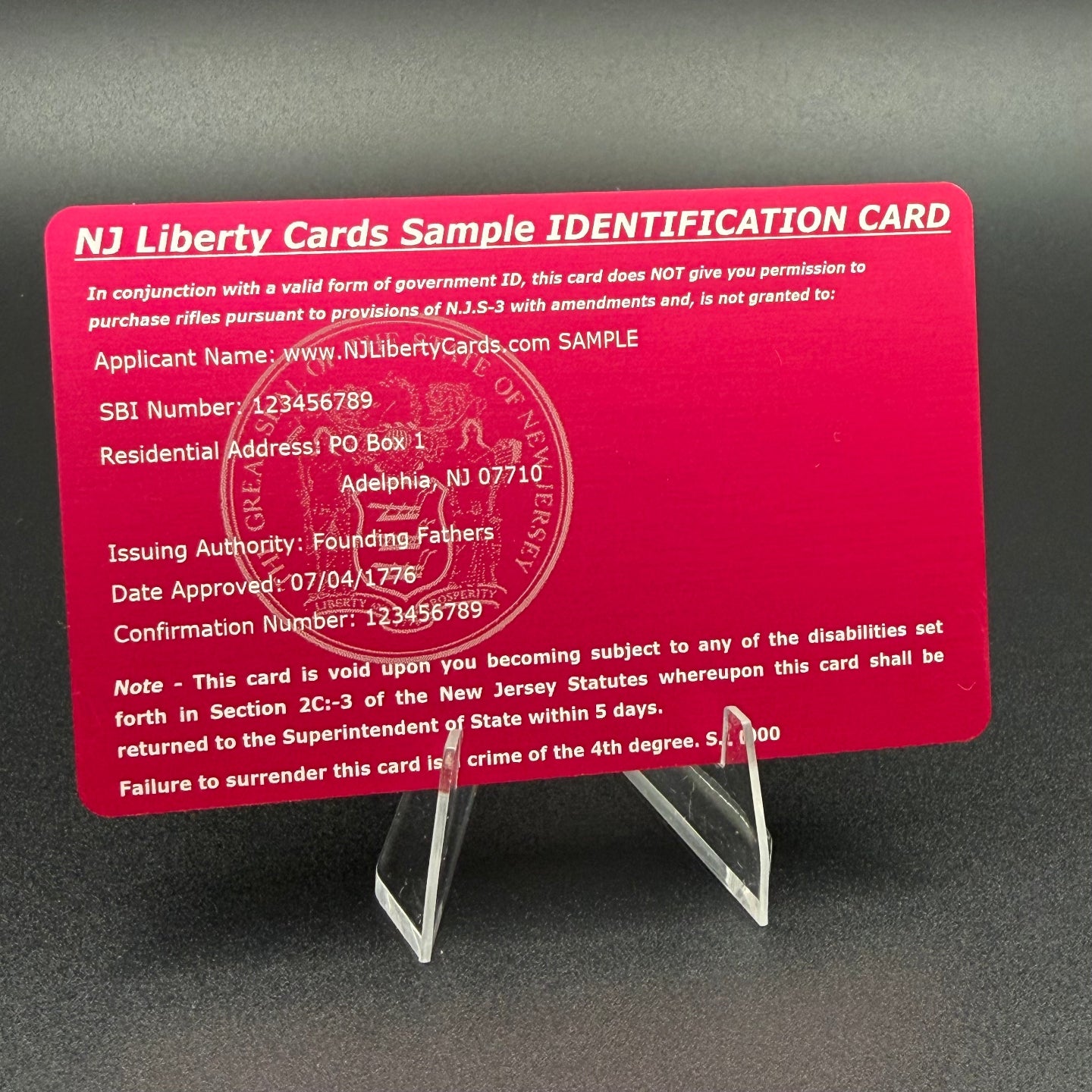 METAL Cards (only available for ID cards WITHOUT photos)