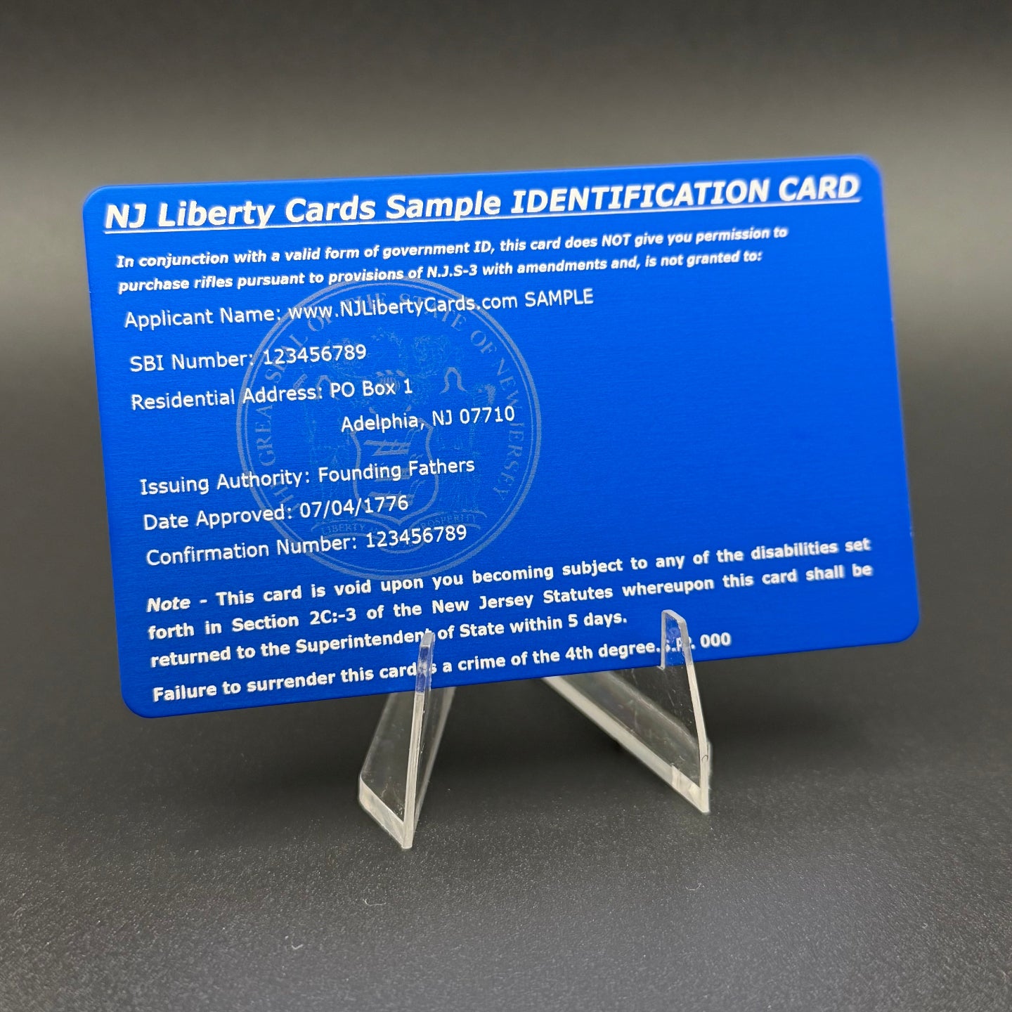 METAL Cards (only available for ID cards WITHOUT photos)