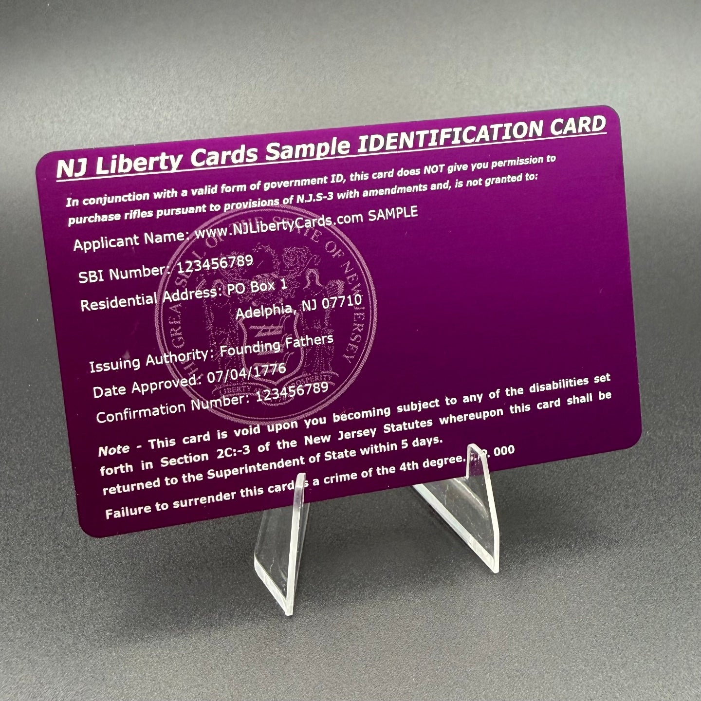 METAL Cards (only available for ID cards WITHOUT photos)