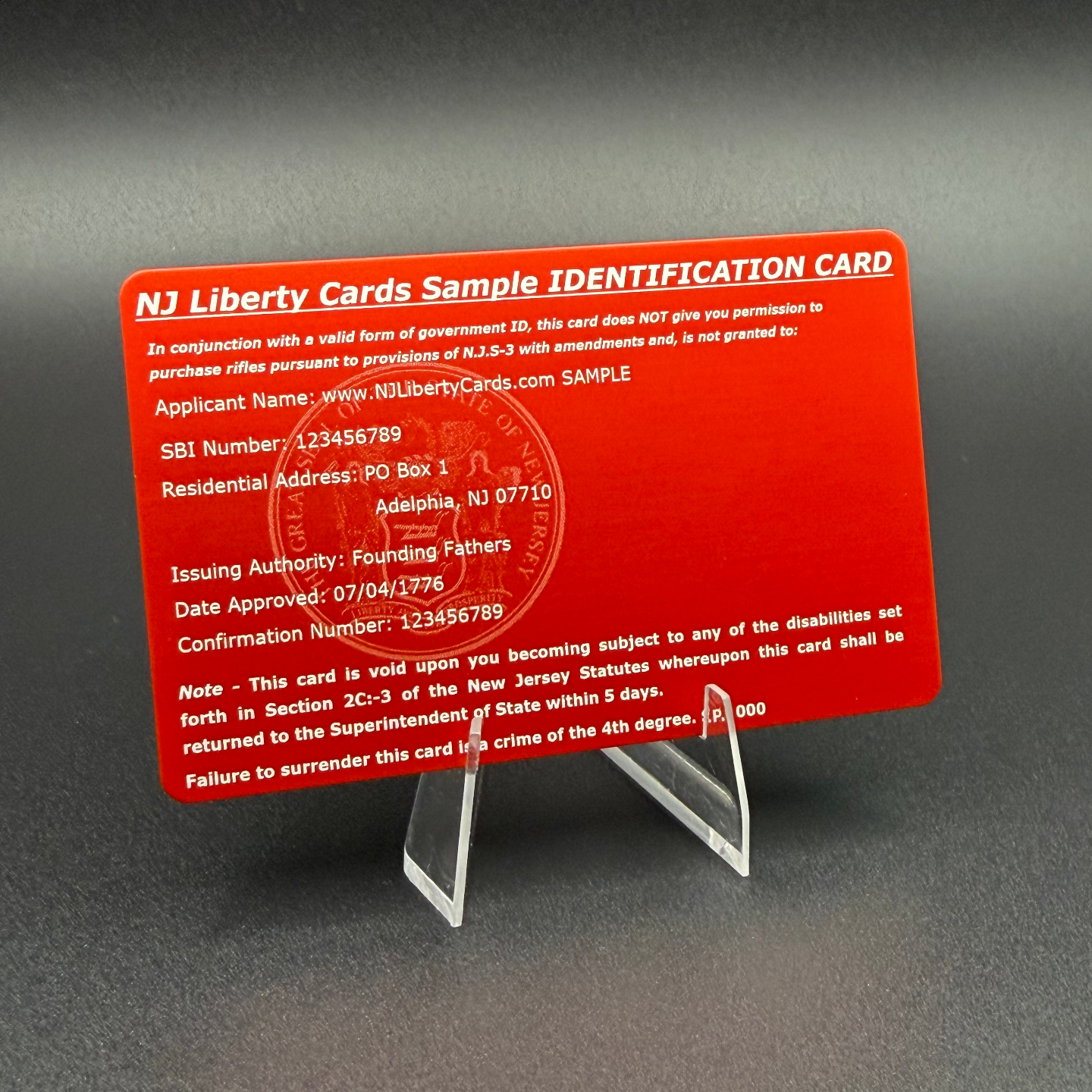 METAL Cards (only available for ID cards WITHOUT photos)