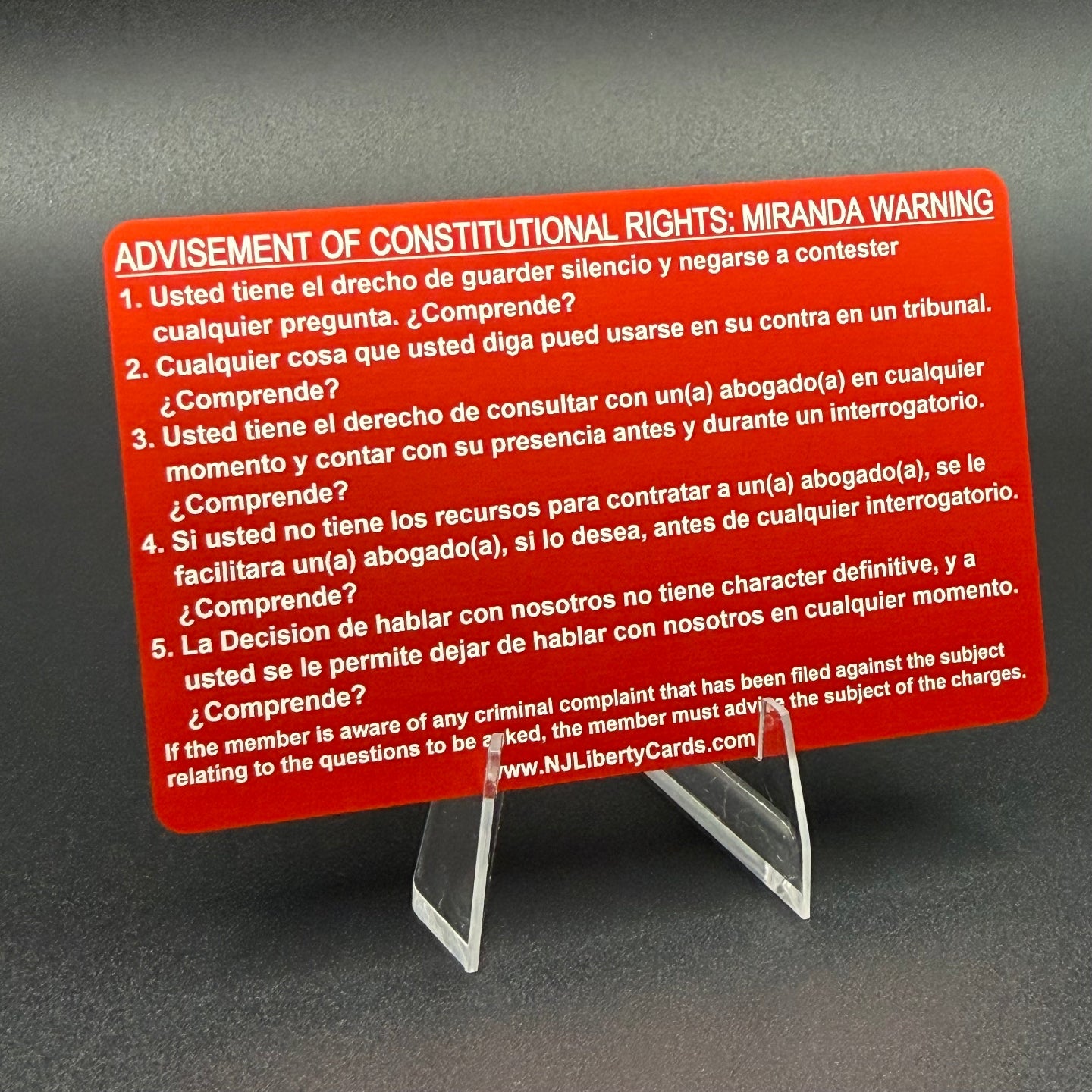 Miranda Warning Cards