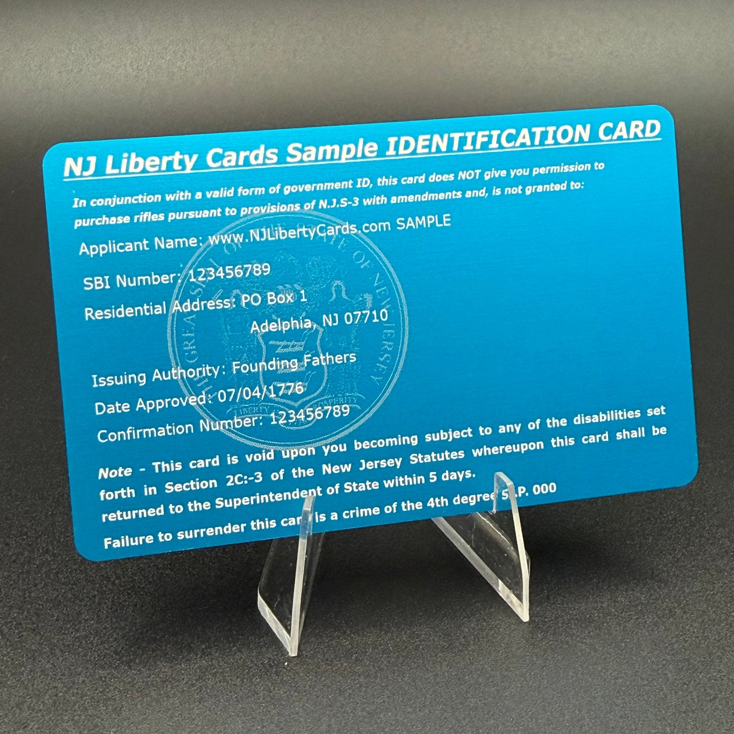 METAL Cards (only available for ID cards WITHOUT photos)