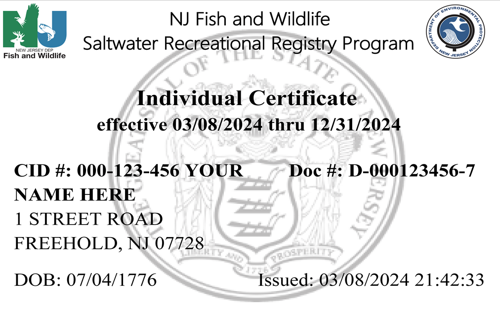 NJ Saltwater Fishing Registration
