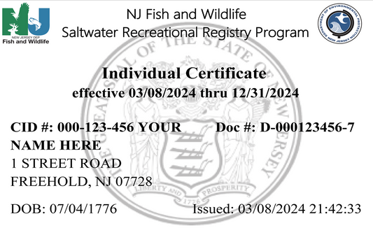 NJ Saltwater Fishing Registration