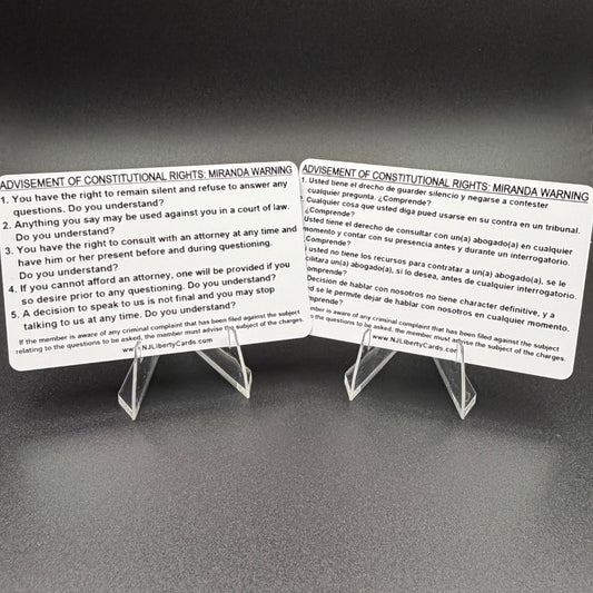 Miranda Warning Cards