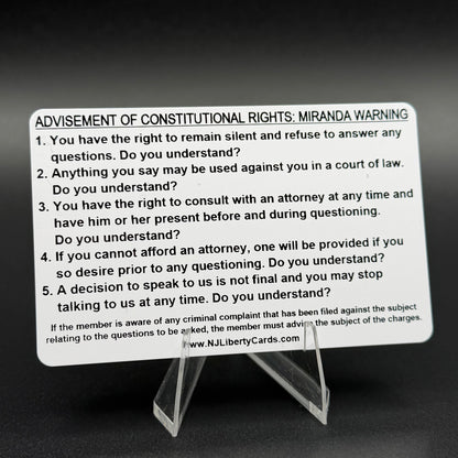 Miranda Warning Cards